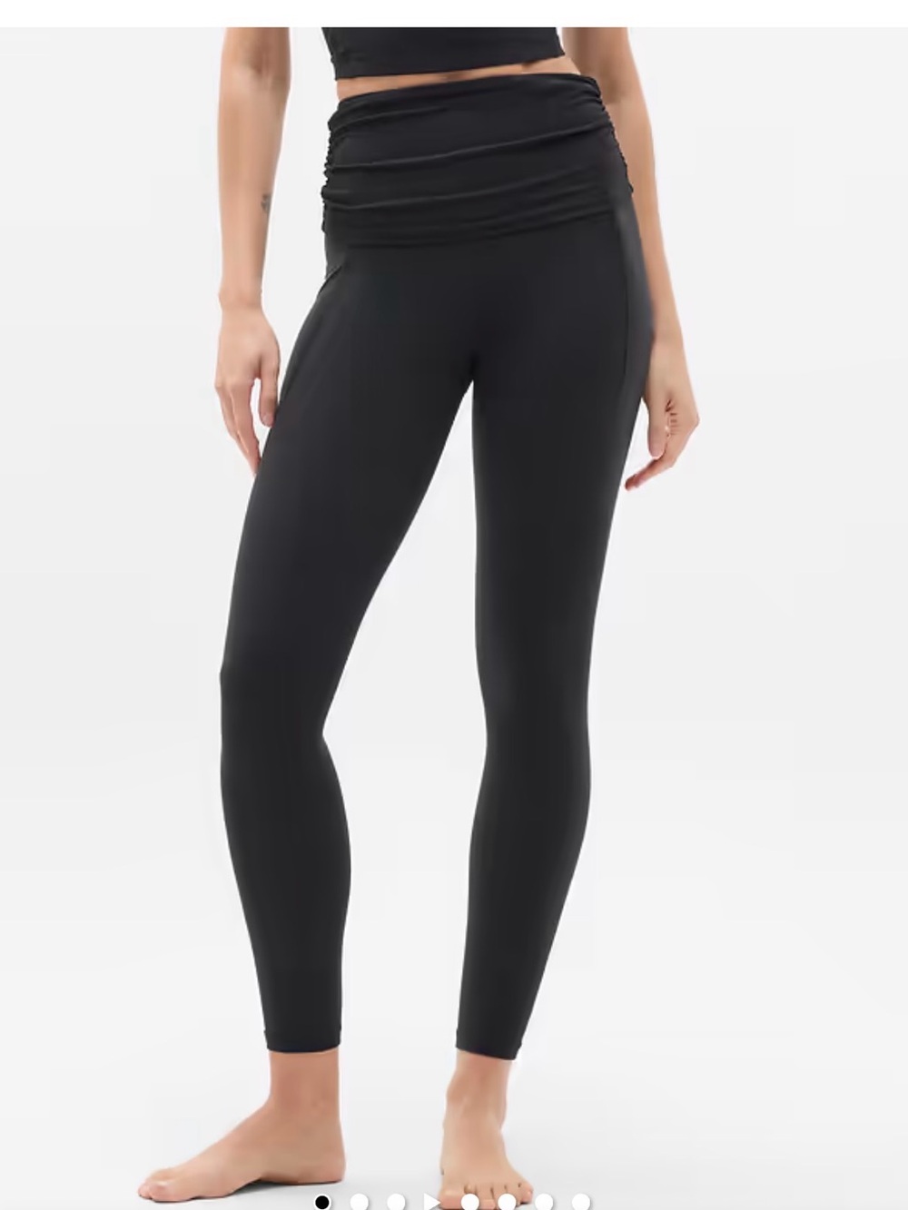 ATHLETA Salutation Stash Fold-Over Waist High-Rise 7/8 Active Leggings Grey SZ L